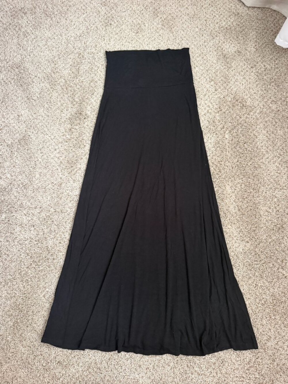 Beachcoco black maxi skirt medium flowy fold over waist stretch soft